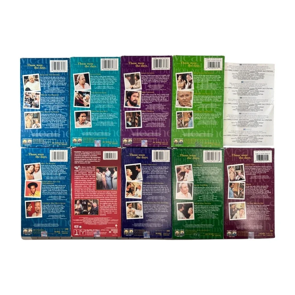 ALL IN THE FAMILY LOT of 9 VHS (25+ EPISODES) 70s TV Show Archie Bunker TESTED